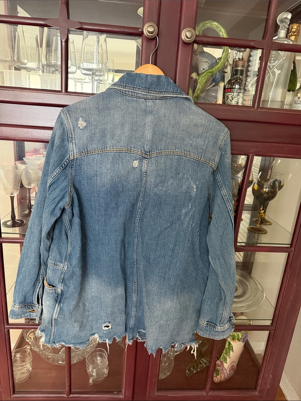 Free People Distressed Light Blue Denim Jacket - Picture 2 of 2